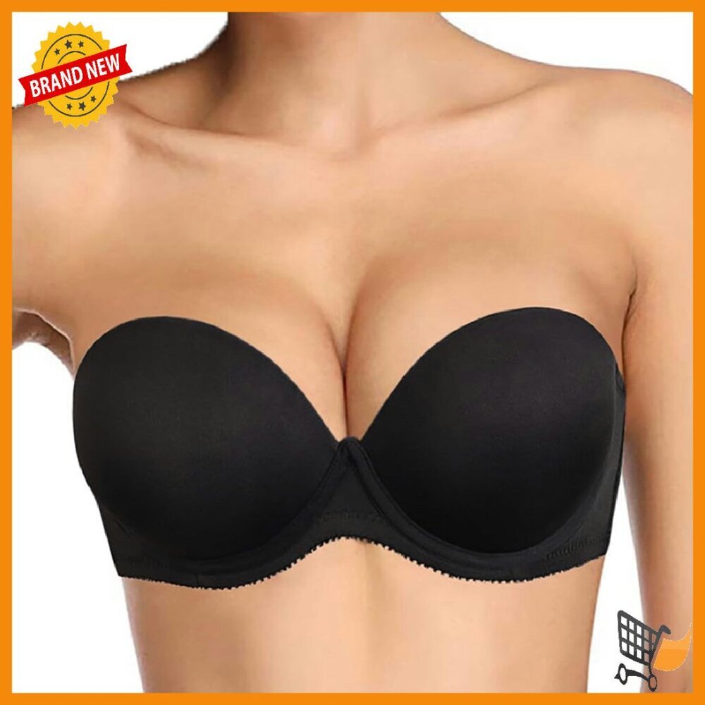 Push Up Strapless Bra Thick Padded Underwire Convertible Multiway Bras
